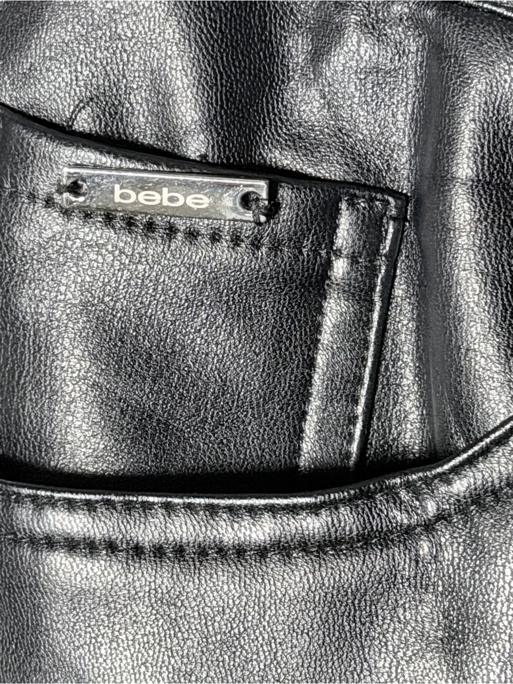 bebe Black Faux Leather Leggings Plus Sz 32 - Picture 2 of 8
